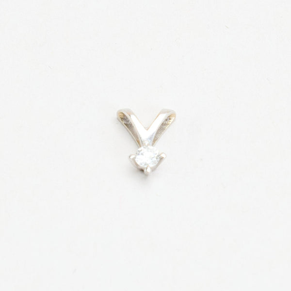 Solitärhänge med diamant (0.16 ct) i 14K vitt guld, 1 cm, 0.38 g