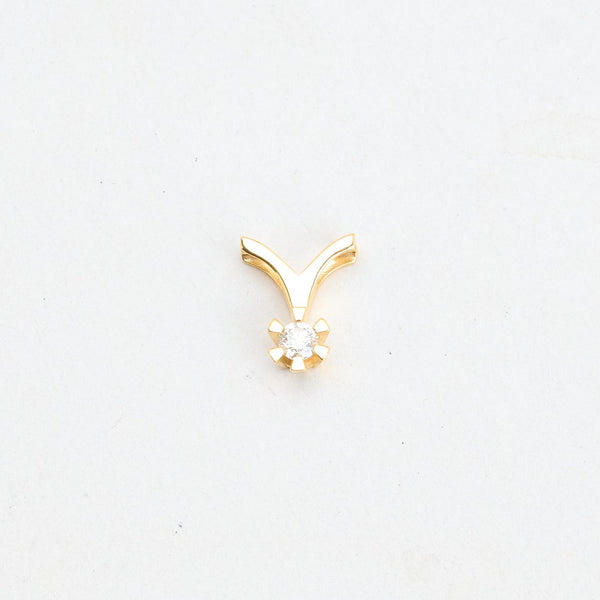 Klassisk solitärhänge med diamant i 14K guld, 1 cm, 1.46 g