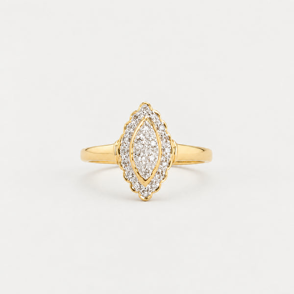 Navettering med diamant (0.07 ct) i 14K guld strl. 16.9 / strl. 53