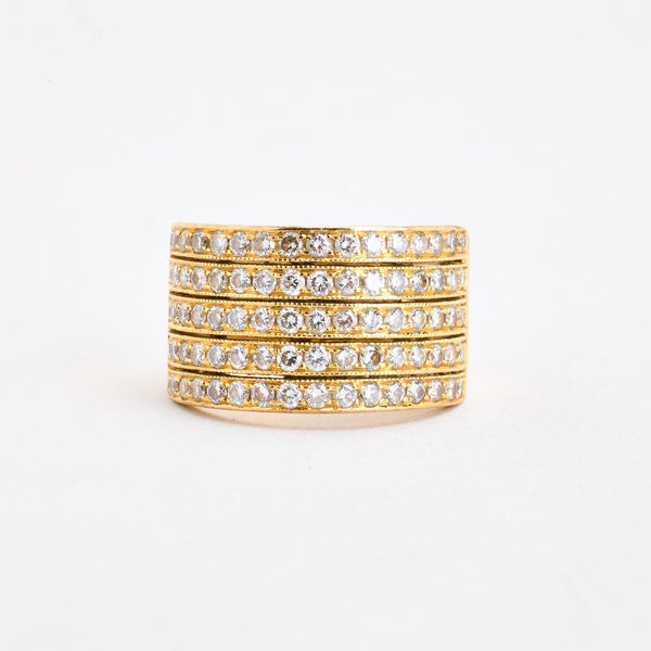 Pavéfattad gypsyring med diamant (0.84 ct) i 18K guld strl. 17.5 / strl. 55