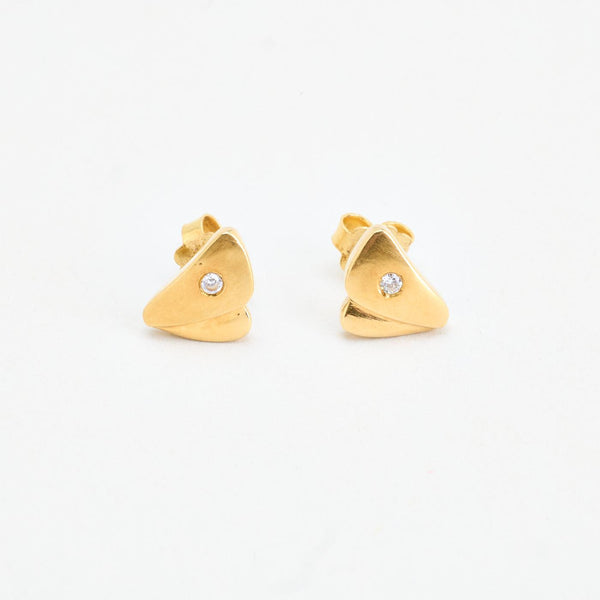 Geometrisk örhängen med stift i 14K guld, 1.5 cm,