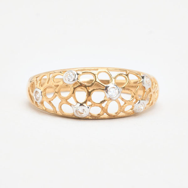 Blomma gypsyring i 8K guld med en zirkonia strl. 19.1 / strl. 60