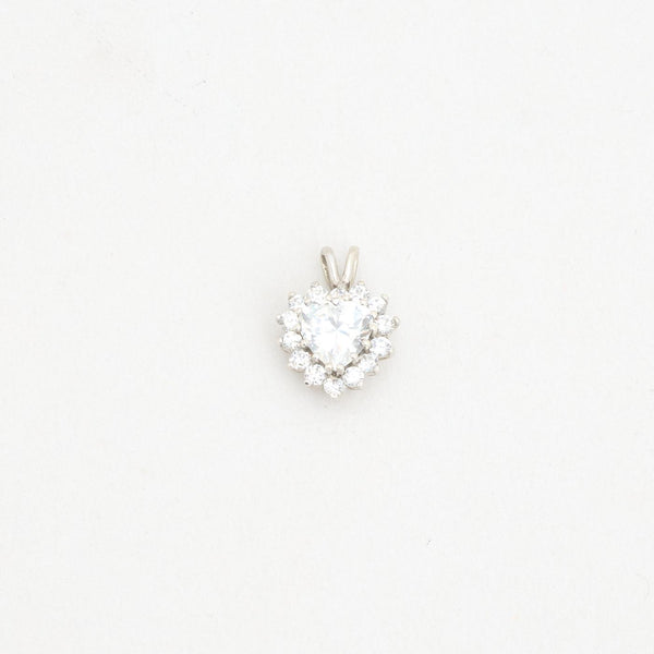 Hjärta roshänge i 8K vitt guld med en zirkonia, 1.8 cm, 1.3 g