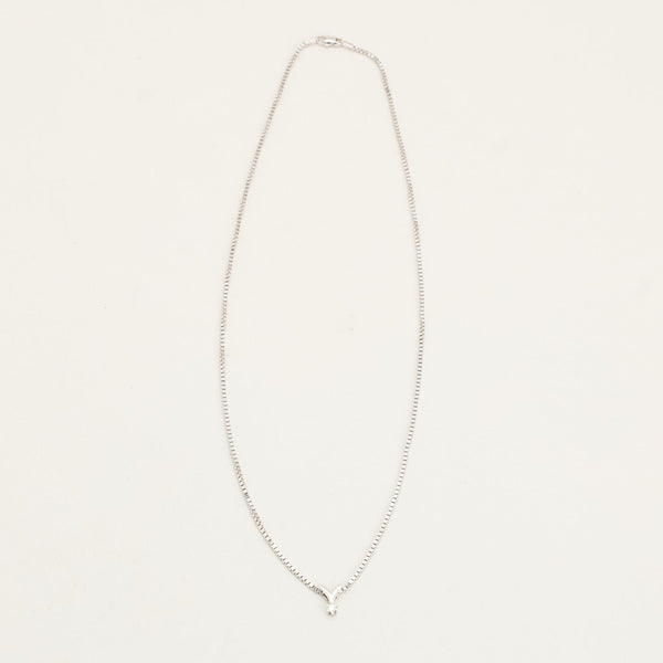 Venezia solitärhalsband med diamant (0.06 ct) i 14K vitt guld, 45.5 cm, 5.5 g