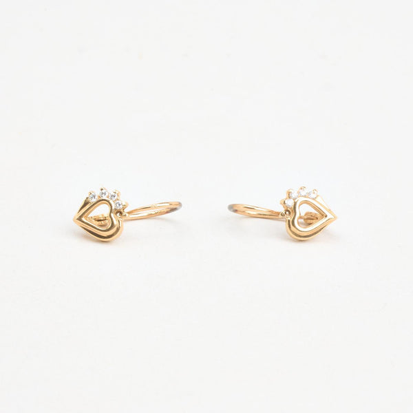 Hjärta örhängen i 14K guld, 1.5 cm,