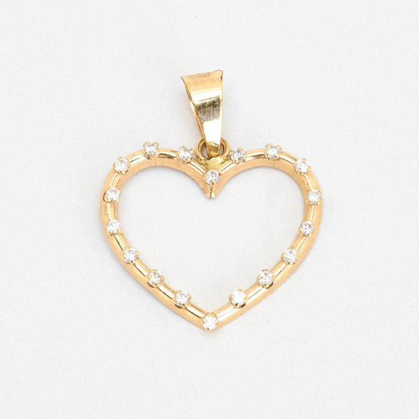 Hjärthänge i 9K guld med en zirkonia, 2 cm, 0.2 g