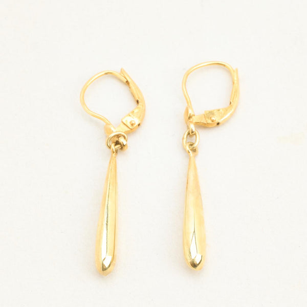 Droppformad långa örhängen i 14K guld, 3.5 cm,