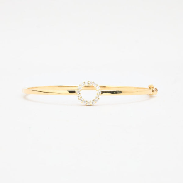 Cirkel armring med lås med diamant (0.24 ct) i 14K guld, 6.5 cm, 11.5 g