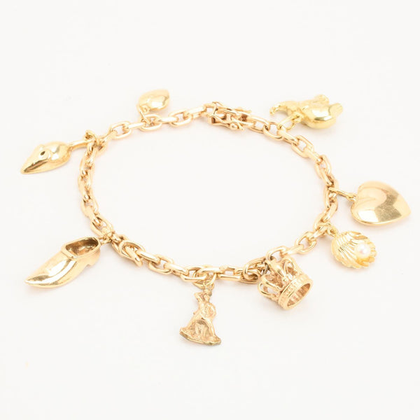 Ankarkedja berlockarmband i 14K guld med en pärla, 18 cm, 18.2 g