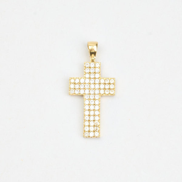 Pavéfattad kors i 14K guld, 3 cm, 2 g
