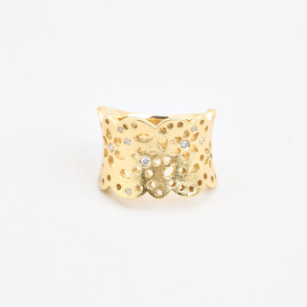 Spetsring med diamant (0.18 ct) i 14K guld strl. 18.5 / strl. 58