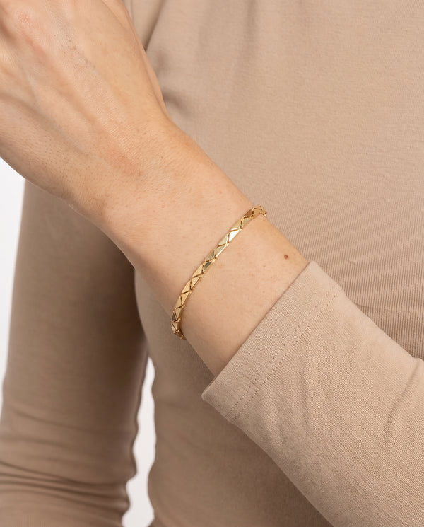 Geometrisk Armband i 14K guld, 19.5 cm, 5.1 g