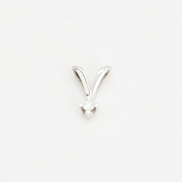 Klassisk solitärhänge med diamant (0.05 ct) i 14K vitt guld, 1.2 cm, 0.62 g