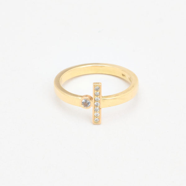 Geometrisk ring med diamant (0.04 ct) i 14K guld strl. 16.6 / strl. 52