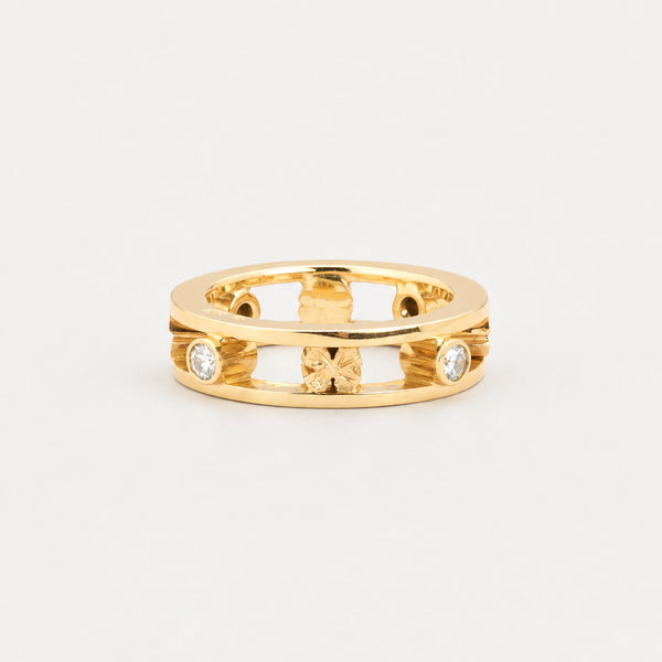 Blomsterring med diamant (0.36 ct) i 14K guld strl. 17.5 / strl. 55