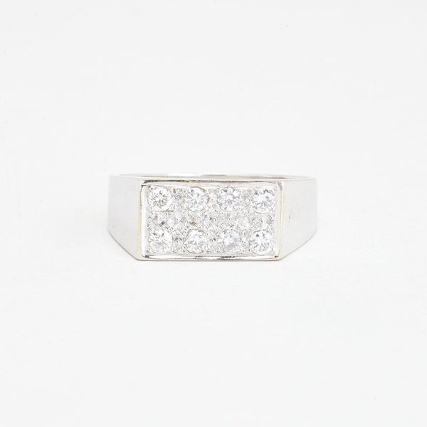 Pavéfattad signetring med diamant (0.35 ct) i 18K vitt guld strl. 19.7 / strl. 62