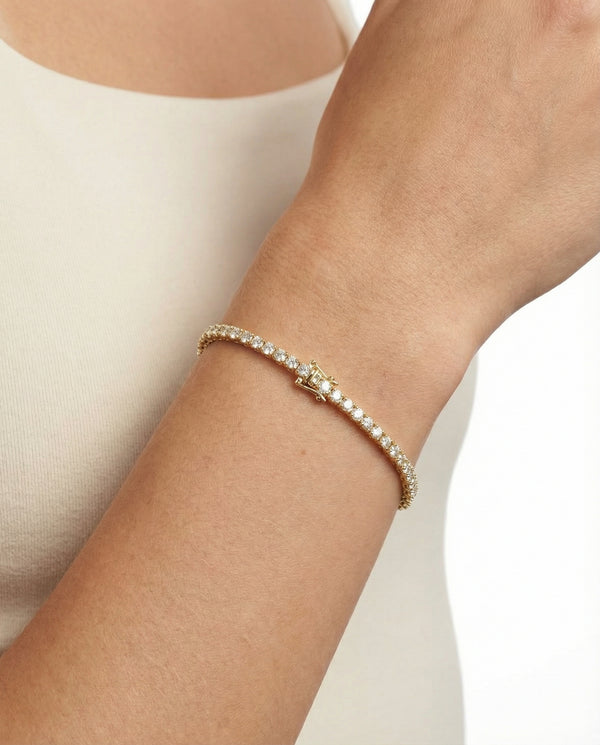 Tennisarmband med diamant (6 ct) i 14K guld, 18 cm, 10.36 g
