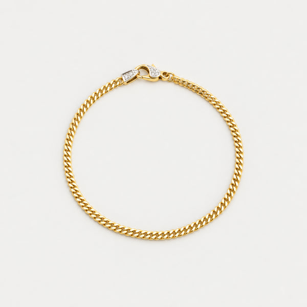 Pansar Armband med diamant (0.05 ct) i 14K guld, 18.5 cm, 5.32 g