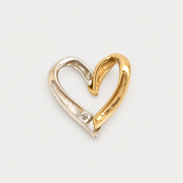 Hjärthänge med diamant (0.03 ct) i 14K guld, 1.5 cm, 0.9 g
