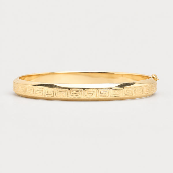Mönstrad armring med lås i 14K guld, 6.5 cm, 12.7 g