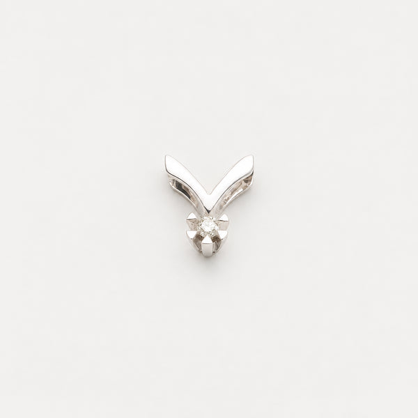 Solitärhänge med diamant (0.03 ct) i 14K vitt guld, 1 cm, 0.94 g