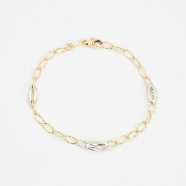 Geometrisk Länk Armband i 14K guld, 21 cm, 4.9 g