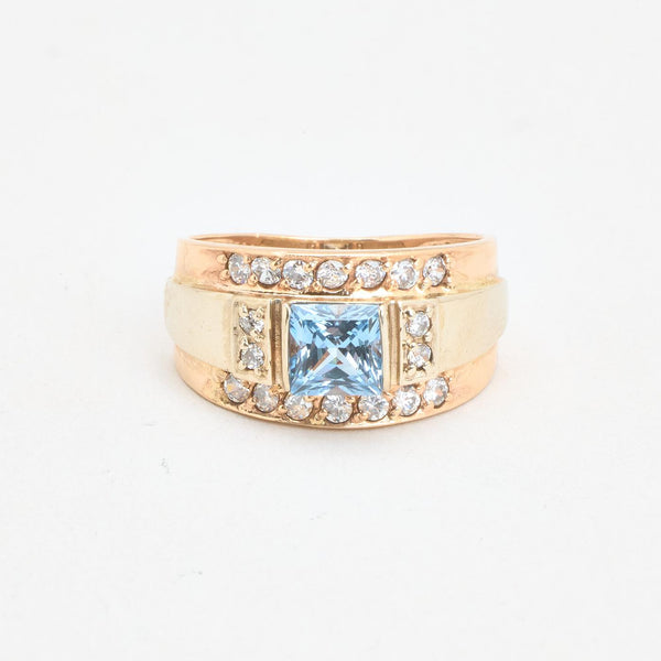 Modern gypsyring i 14K guld med en zirkonia strl. 15.9 / strl. 50