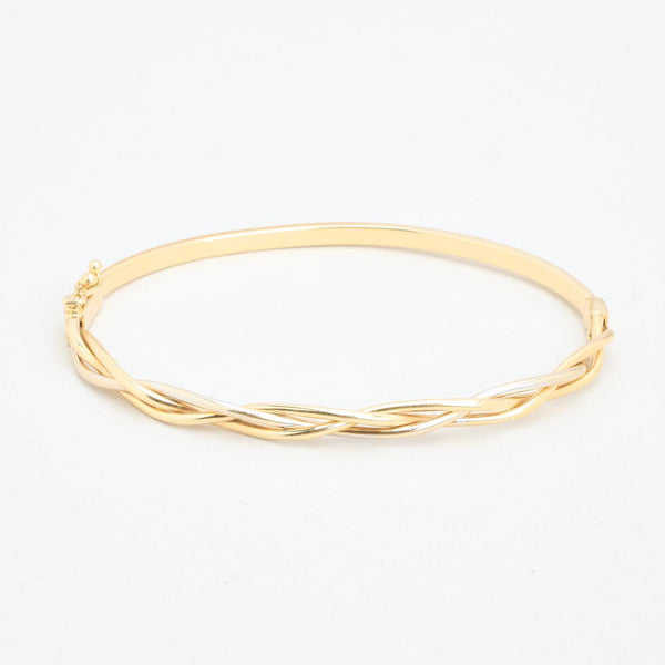 Flätad armring med lås i 14K guld, 6.5 cm, 8.3 g