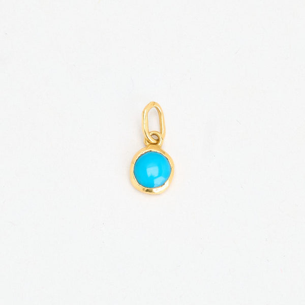 Oval Hänge i 14K guld med en turkos, 1.5 cm, 0.39 g