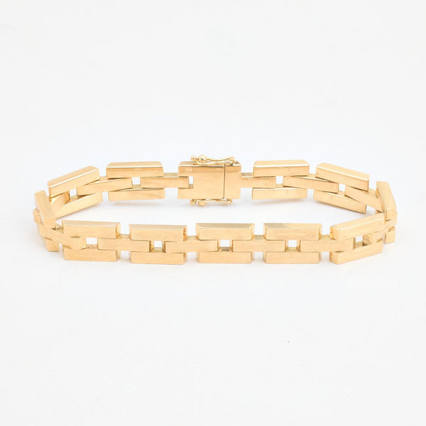 Mönstrad Block Armband i 14K guld, 18.5 cm, 23.5 g