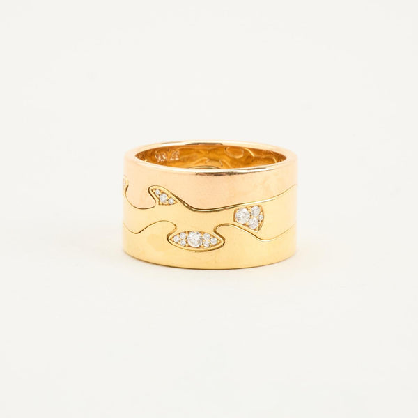 Georg Jensen Fusion band med diamant (0.09 ct) i 18K guld och roséguld strl. 18.1 - 18.5 / strl. 57 - 58