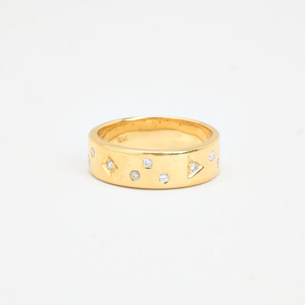 Gypsyring med diamant (0.02 ct) i 18K guld strl. 17.2 - 17.5 / strl. 54 - 55