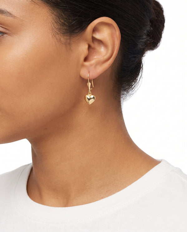 Hjärta långa örhängen i 14K guld, 2.5 cm,