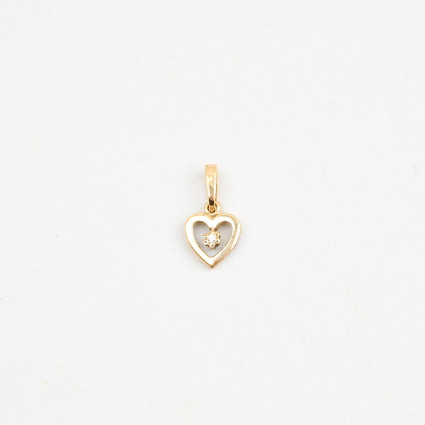 Hjärthänge med diamant i 14K guld, 1.5 cm, 0.56 g