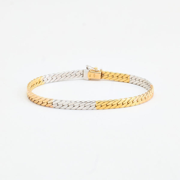 Pansar Armband i 14K vitt guld, 19 cm, 16.2 g