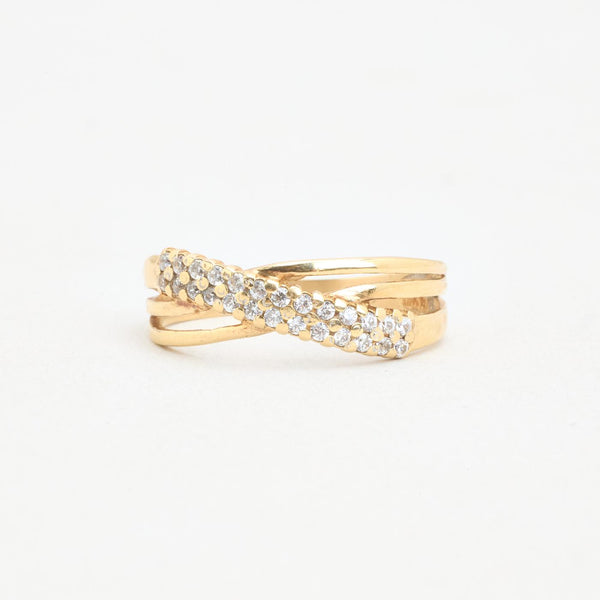 Korsring i 14K guld med en zirkonia strl. 18.1 / strl. 57
