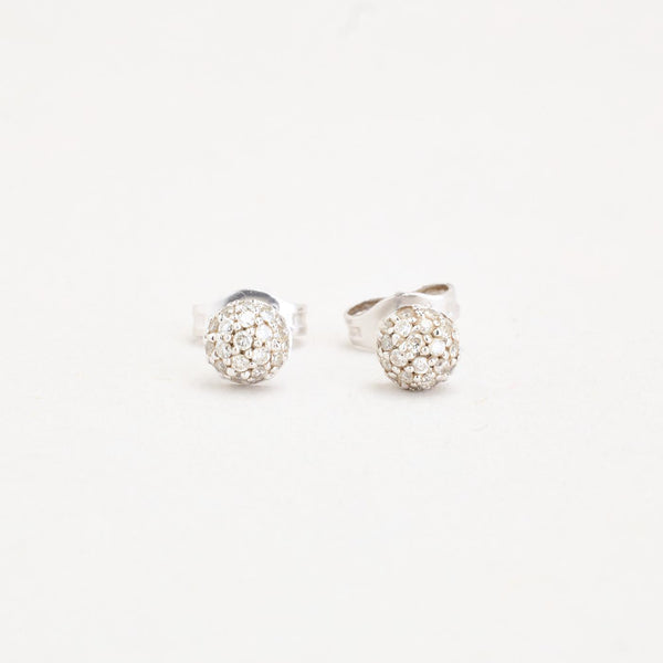Kul örhängen med stift med diamant (0.31 ct) i 14K guld, 0.4 cm,