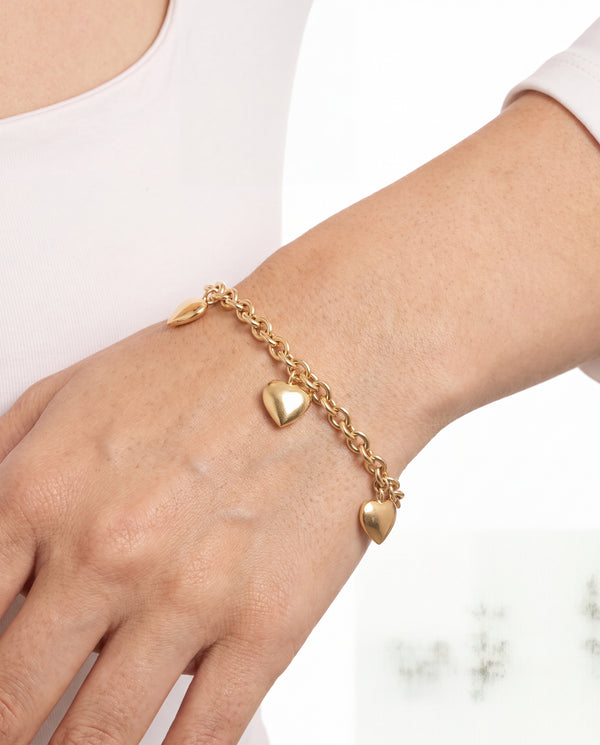 Hjärta Ärtkedja berlockarmband i 14K guld, 20 cm, 8.94 g
