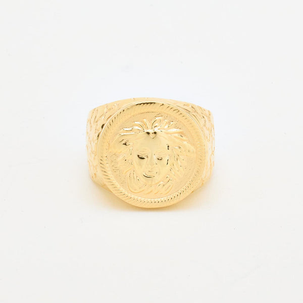 Mönstrad signetring i 14K guld strl. 22 / strl. 69