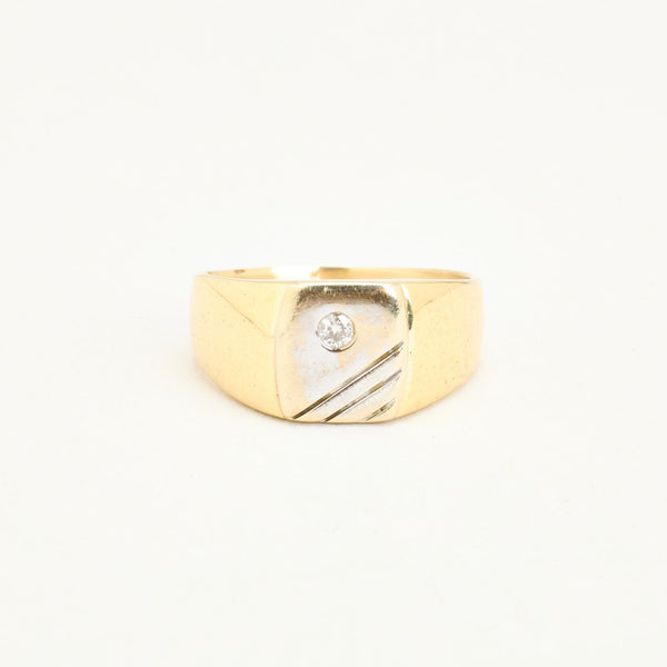 Klackring med diamant (0.08 ct) i 14K guld och vitt guld strl. 21.6 / strl. 68