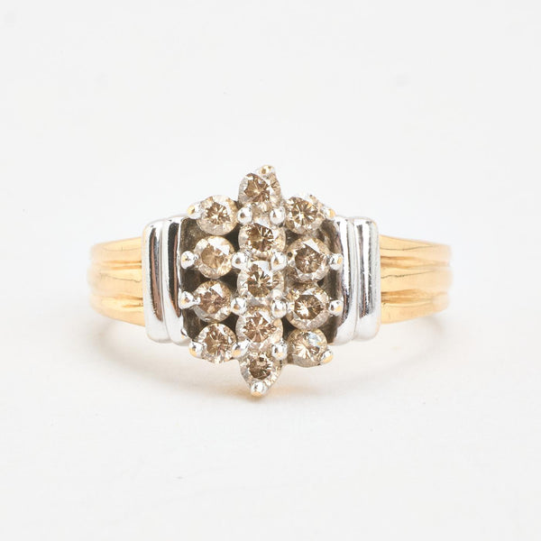Clusterring med diamant (0.82 ct) i 14K guld strl. 17.5 / strl. 55