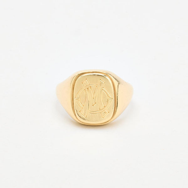 Matt signetring i 14K guld strl. 22 / strl. 69