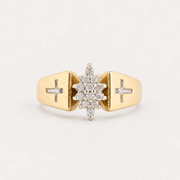 Clusterring med diamant (0.15 ct) i 10K guld strl. 18.1 / strl. 57