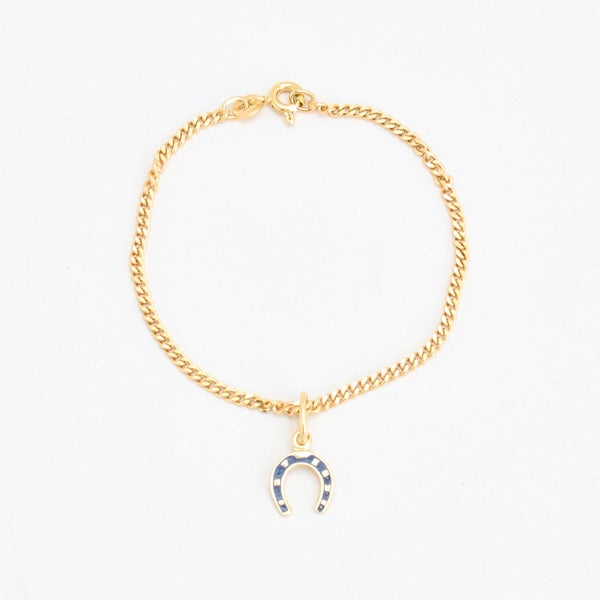 Pansar berlockarmband i 8K guld med en emalj, 15.5 cm, 3.54 g