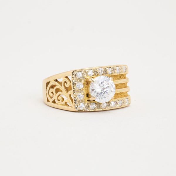 Klackring i 18K guld med en zirkonia strl. 19.1 / strl. 60