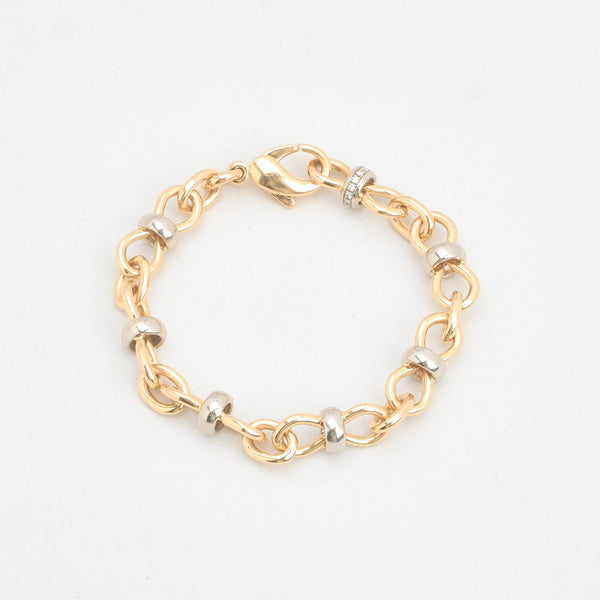 Länk Armband med diamant (0.14 ct) i 18K guld, 19 cm, 34.26 g