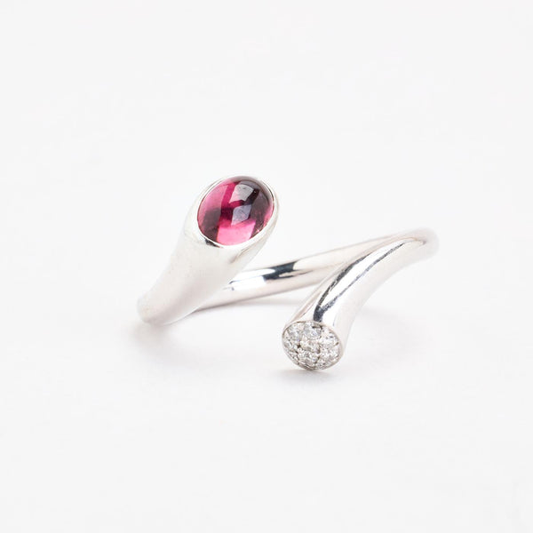 Georg Jensen Carnival Crossoverring med diamant (0.15 ct) i 18K guld med en turmalin strl. 17.2 / strl. 54
