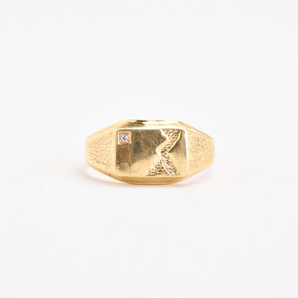 Organisk klackring med diamant (0.01 ct) i 14K guld strl. 20.1 / strl. 63