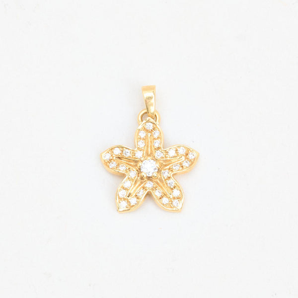 Blomhänge med diamant (0.29 ct) i 18K guld, 2 cm, 3.62 g