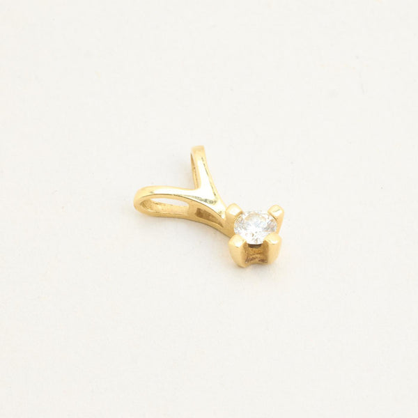 Klassisk solitärhänge med diamant (0.27 ct) i 14K guld, 1.4 cm, 0.7 g